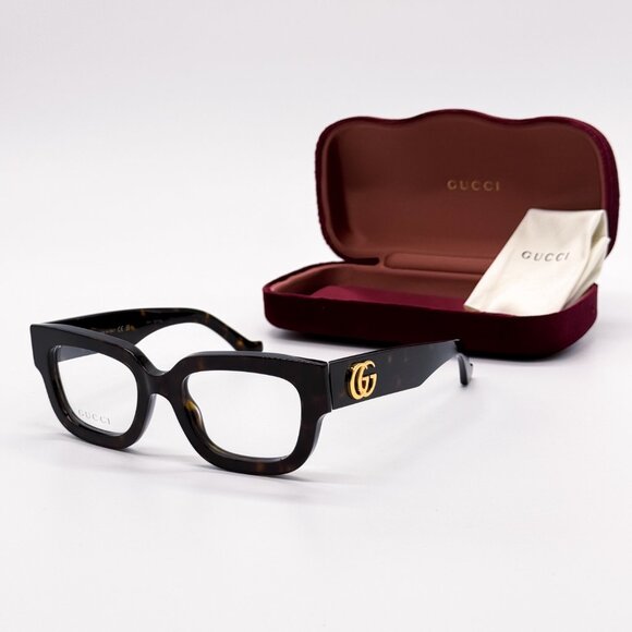NEW GUCCI GG1548O 005 DARK HAVANA WOMEN EYEGLASSES GUCCI - Picture 2 of 12